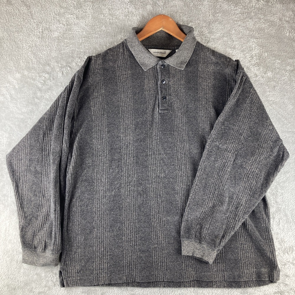 Knights Bridge Long Sleeve Shirt Mens Size Large Gray Collar Ultra‎ Soft